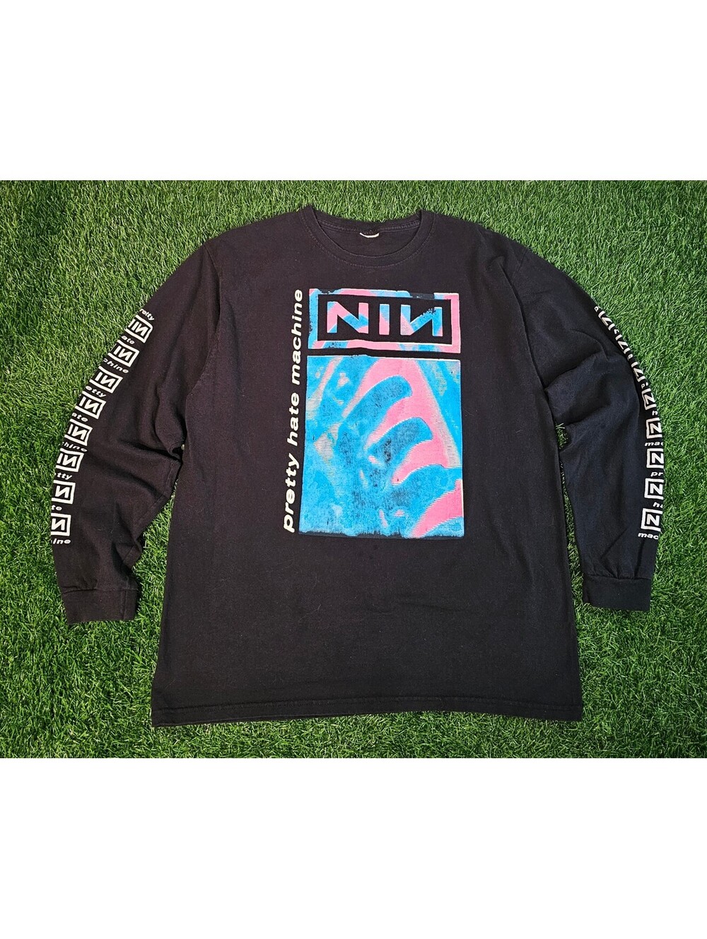 90s NIN Nine Inch Nails Pretty Hate Machine Long Sleeve Black Shirt Size Large